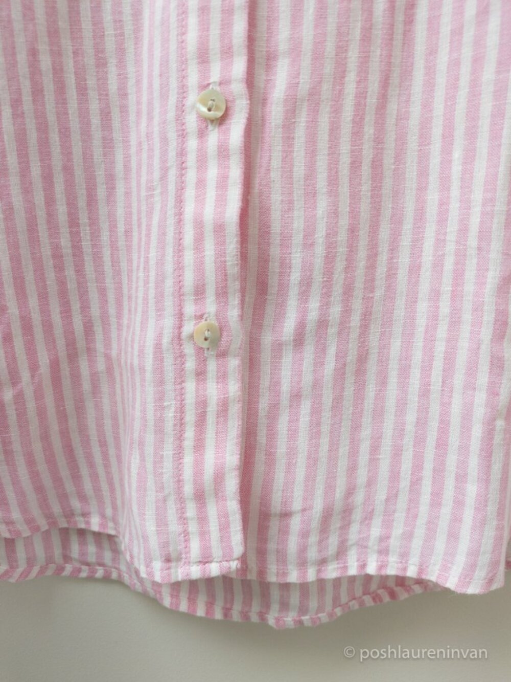 Marks and Spencer Pure Linen Striped Button Down Shirt Size 6 Women's EUC - Picture 3 of 11